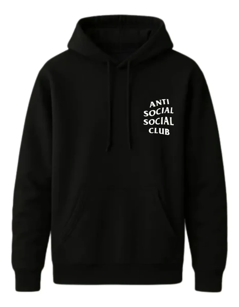 [ZP62-S-NEGRO] PULOVER FRIZADO CON CAPUCHA ANTISOCIAL CLUB (S, Negro)