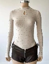 Body Polera Manga Larga con Stras y Abertura Gota