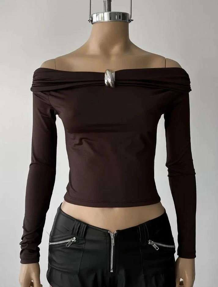 [1259-U-NEGRO] TOP MICROFIBA MANGA LARGA BOTE ACCESORIO (Negro)