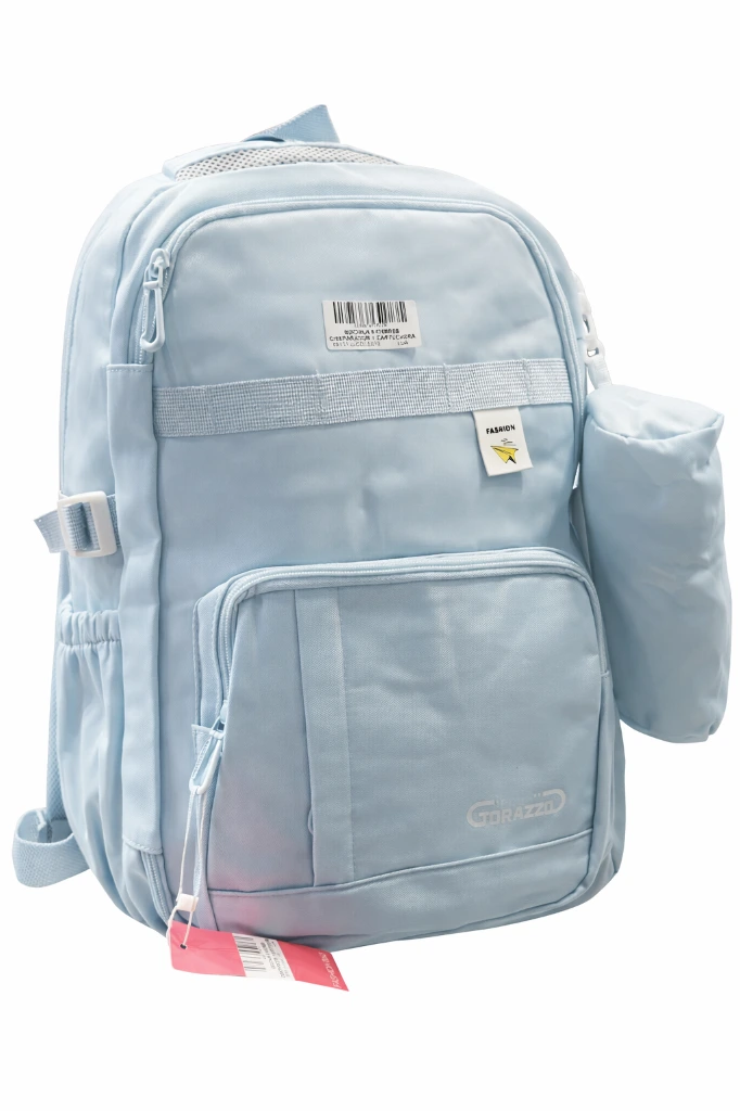 [66137-U-NEGRO] Mochila 5 cierres con separador y cartuchera - Reforzada (U, Negro)