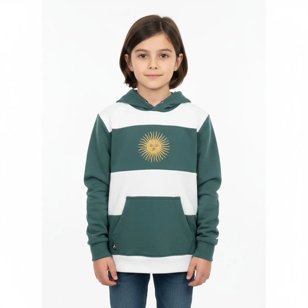 [ROLER-14-VERDE] Buzo canguro para niño con diseño exclusivo del Sol de Mayo (14, Verde)