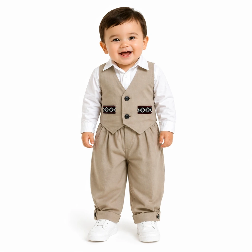 Conjunto Gaucho Bebé Camisa Chaleco Bombacha Campo