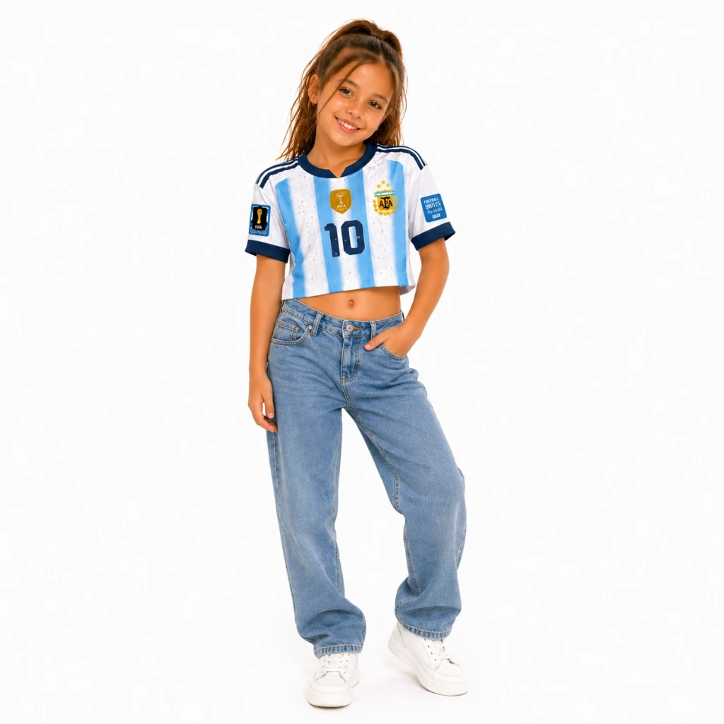 Camiseta Argentina 3 Estrellas Nena Oficial